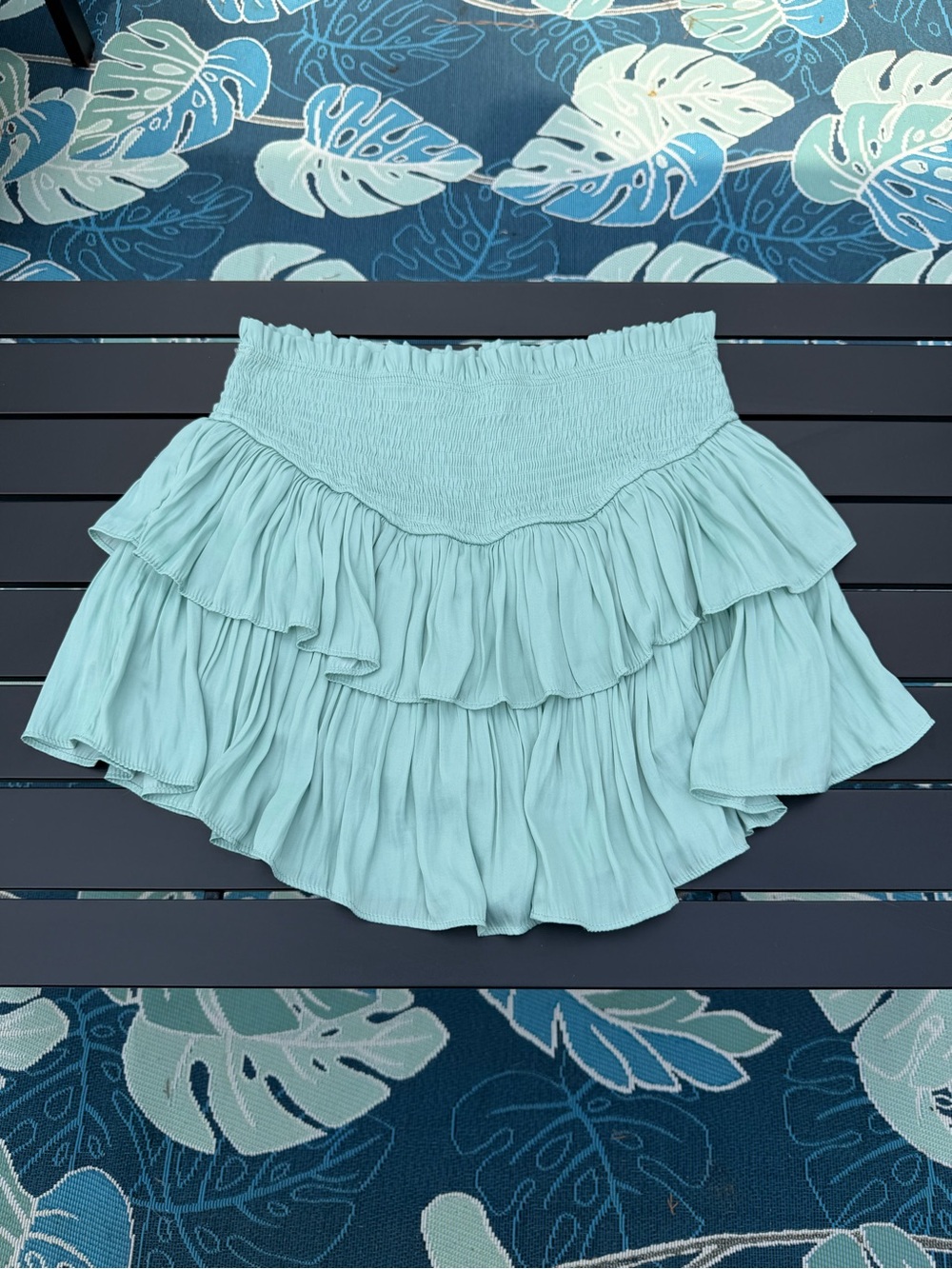 Mustard Seed Mint Green Tiered Ruffle Skirt Size Large